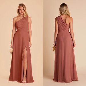 NWT Birdy Grey Kira Chiffon One Shoulder Dress with Slit in Desert Rose size M